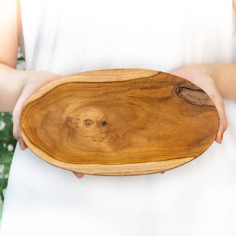 Rainforest Bowls - Oval Teak Wood Plate - Large